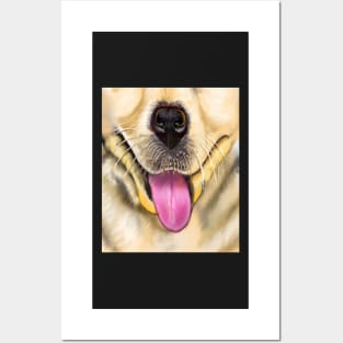 Labrador retriever mouth - cute Golden Labrador retriever puppy dog Posters and Art